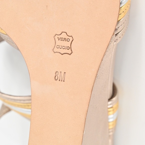 Donald Pliner Womens Laine Wedge Sandals Size 8M Gold Silver Metallic Leather - Picture 7 of 12